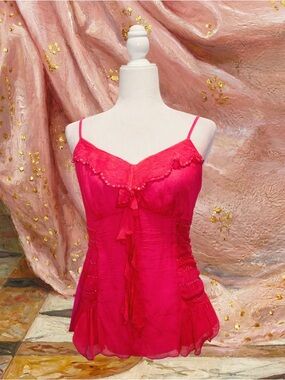 Y2K Fuchsia Beaded Tank Top